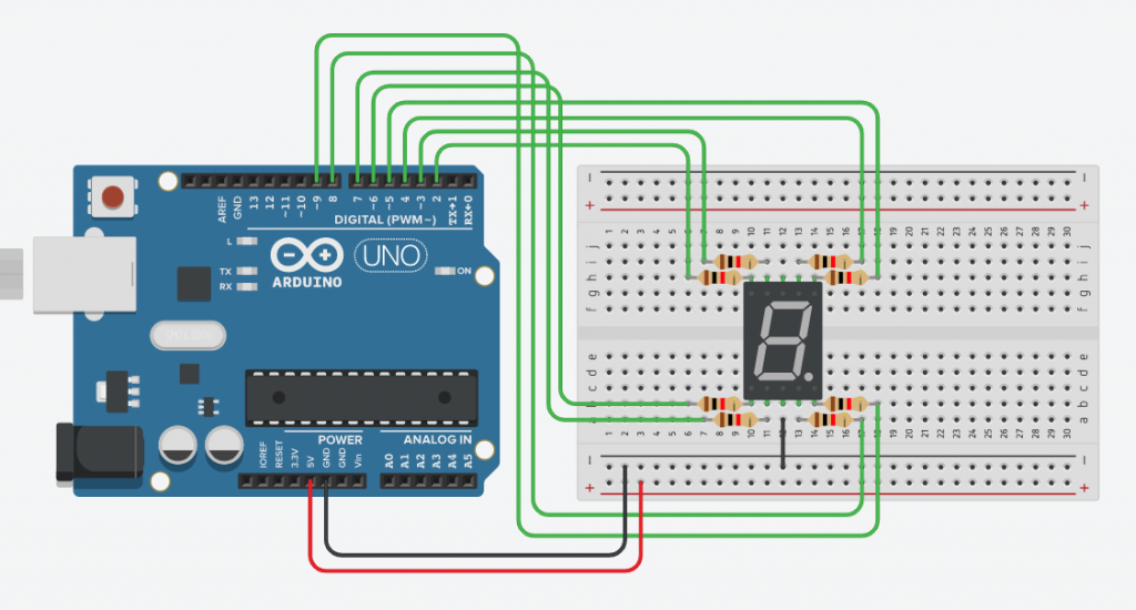 Arduino 7-Segment Display Circuit Diagram