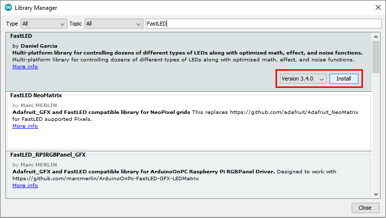 Install FastLED Library in Arduino