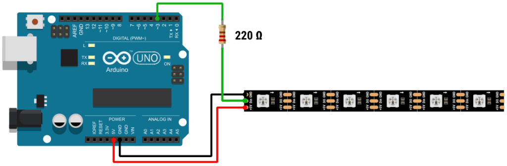 WS2812B Addressable RGB LED with Arduino Circuit Diagram
