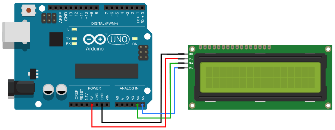 Arduino I2C LCD Circuit Diagram