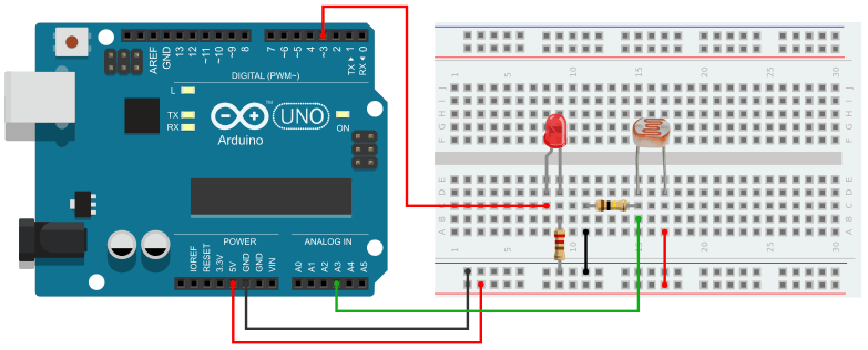 Arduino LDR with LED Circuit