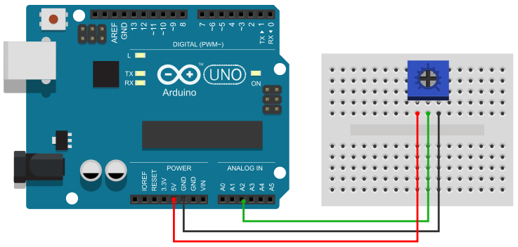 Arduino Potentiometer Circuit Diagrm
