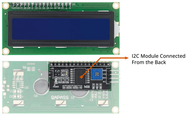 I2C LCD Front and Back