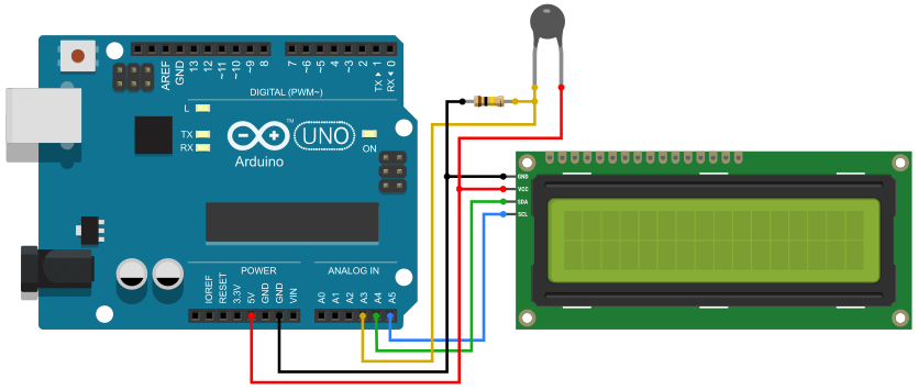 Arduino Thermistor with LCD Circuit