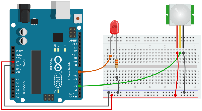 Arduino PIR Sensor Circuit