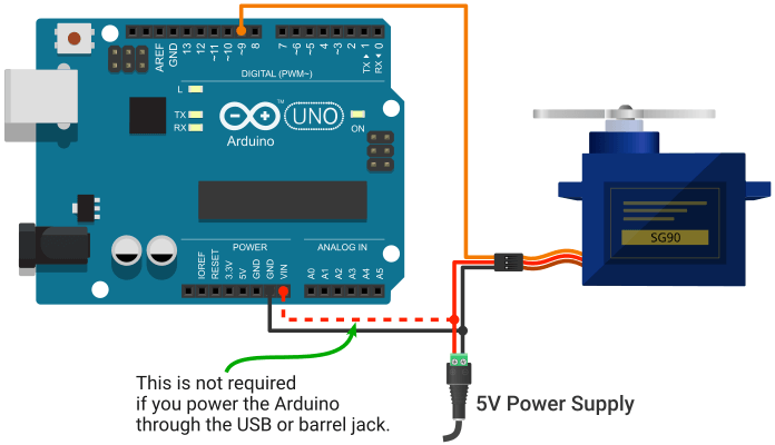 Arduino Servo Circuit with External Power Supply